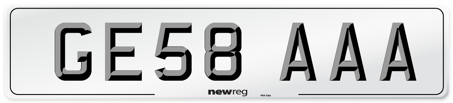 GE58 AAA Number Plate from New Reg